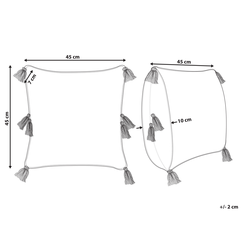 Cuscino decorativo cotone beige chiaro 45 x 45 cm motivo geometrico nappe rivestimento sfoderabile con imbottitura boho