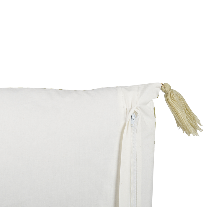 Set di 2 cuscini sparsi verde e bianco 45 x 45 cm stampa a blocchi a mano rivestimenti rimovibili cerniera motivo boho