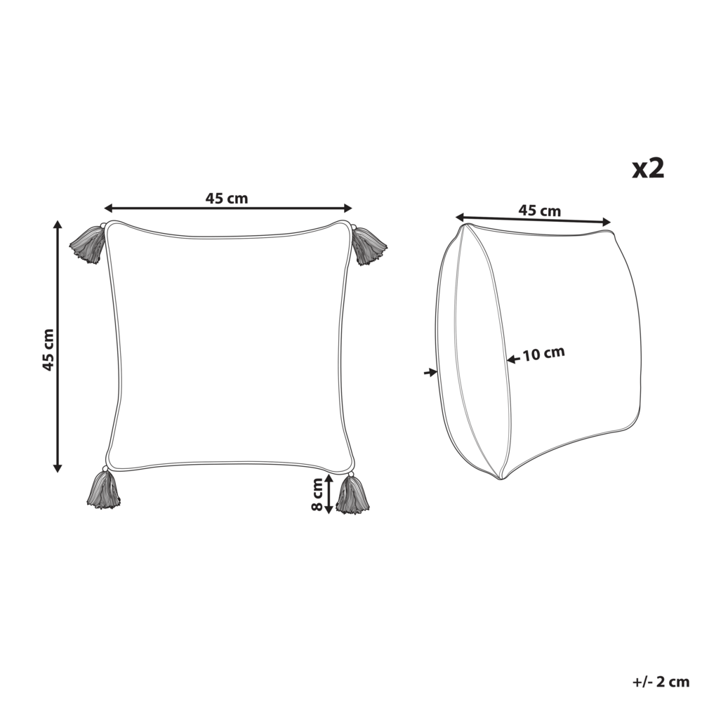 Set di 2 cuscini sparsi verde e bianco 45 x 45 cm stampa a blocchi a mano rivestimenti rimovibili cerniera motivo boho