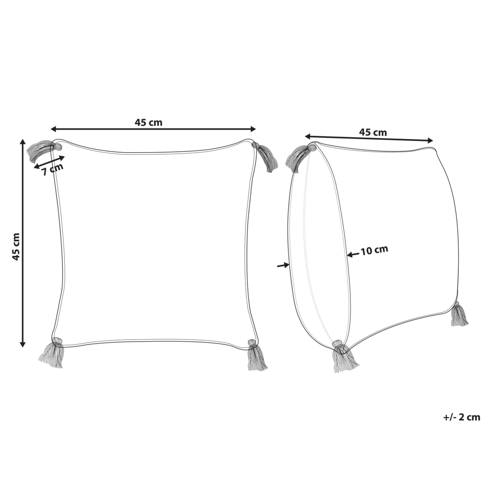 Cuscino decorativo cotone beige e blu 45 x 45 cm motivo geometrico nappe rivestimento sfoderabile con imbottitura boho