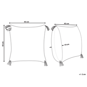 Cuscino decorativo cotone beige e blu 45 x 45 cm motivo geometrico nappe rivestimento sfoderabile con imbottitura boho