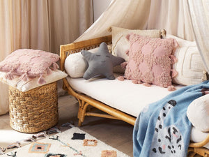 Set di 2 cuscini decorativi cotone rosa 45 x 45 cm motivo geometrico nappe rivestimento sfoderabile con imbottitura boho