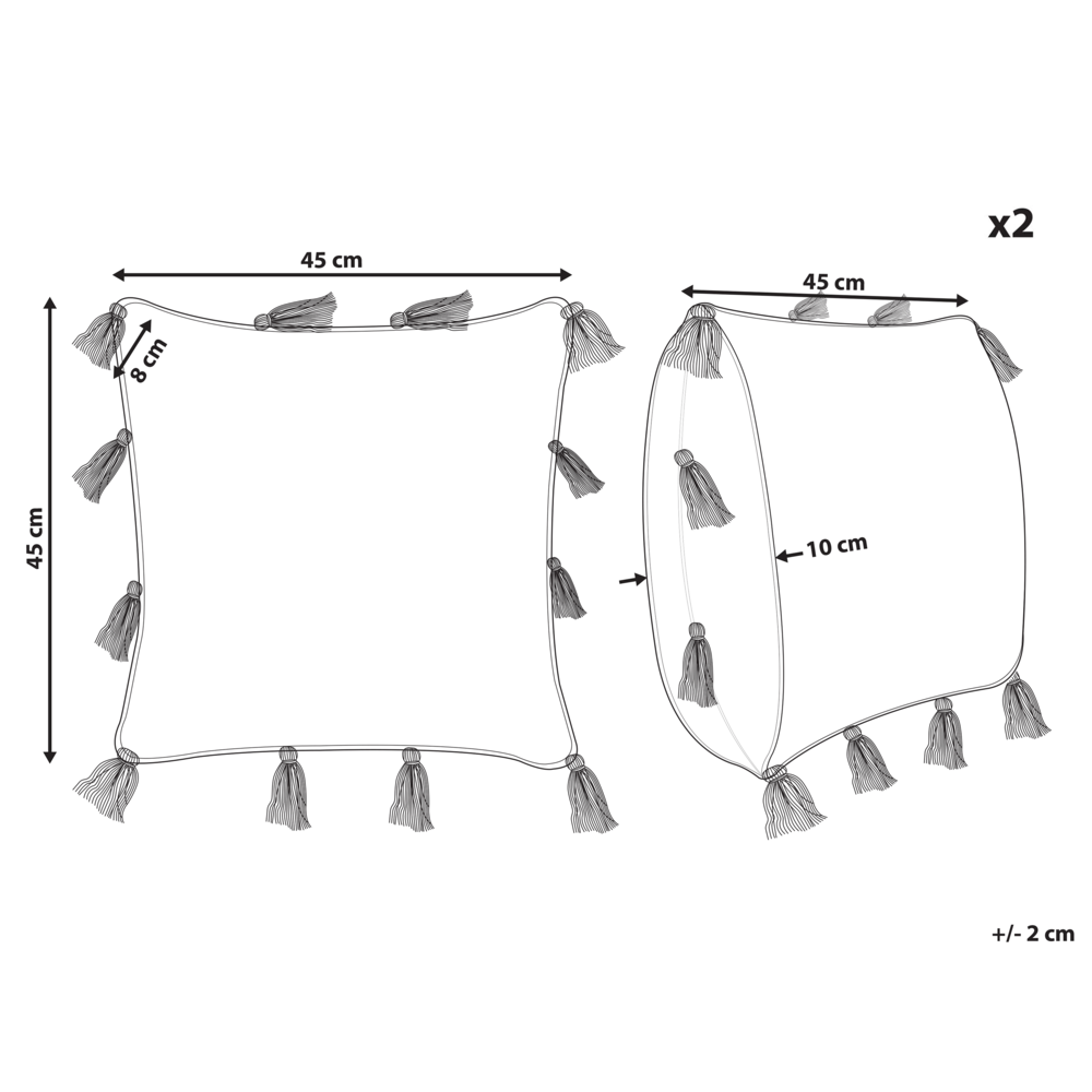 Set di 2 cuscini decorativi cotone rosa 45 x 45 cm motivo geometrico nappe rivestimento sfoderabile con imbottitura boho