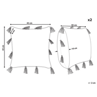 Set di 2 cuscini decorativi cotone rosa 45 x 45 cm motivo geometrico nappe rivestimento sfoderabile con imbottitura boho
