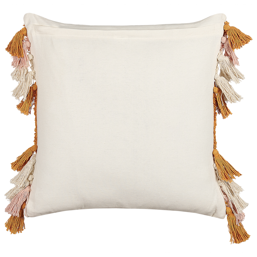 Set di 2 cuscini decorativi cotone multicolore 45 x 45 cm motivo geometrico nappe rivestimento sfoderabile con imbottitura boho