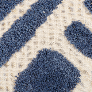 Set di 2 cuscini decorativi cotone beige e blu 45 x 45 cm motivo geometrico nappe rivestimento sfoderabile con imbottitura boho