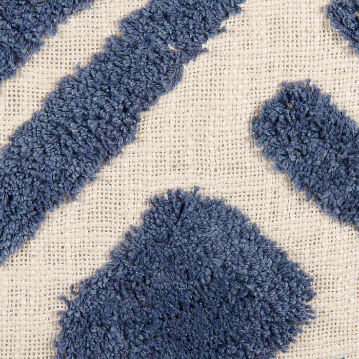 Set di 2 cuscini decorativi cotone beige e blu 45 x 45 cm motivo geometrico nappe rivestimento sfoderabile con imbottitura boho