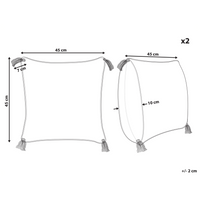 Set di 2 cuscini decorativi cotone beige e blu 45 x 45 cm motivo geometrico nappe rivestimento sfoderabile con imbottitura boho