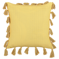 Cuscino decorativo cotone giallo 45 x 45 cm con nappe moderni boho decor accessori