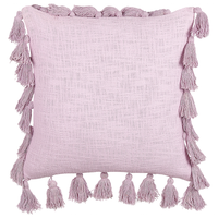 Cuscino decorativo cotone rosa 45 x 45 cm con nappe moderno boho decor accessori