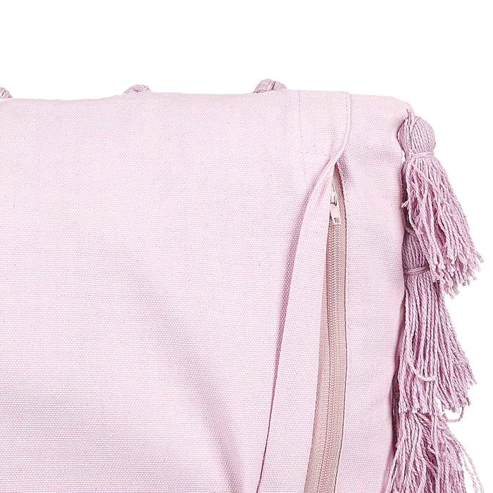 Cuscino decorativo cotone rosa 45 x 45 cm con nappe moderno boho decor accessori