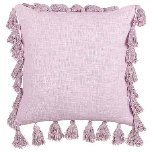 Set di 2 cuscini decorativi cotone rosa 45 x 45 cm con nappe accessori moderni per l'arredamento boho