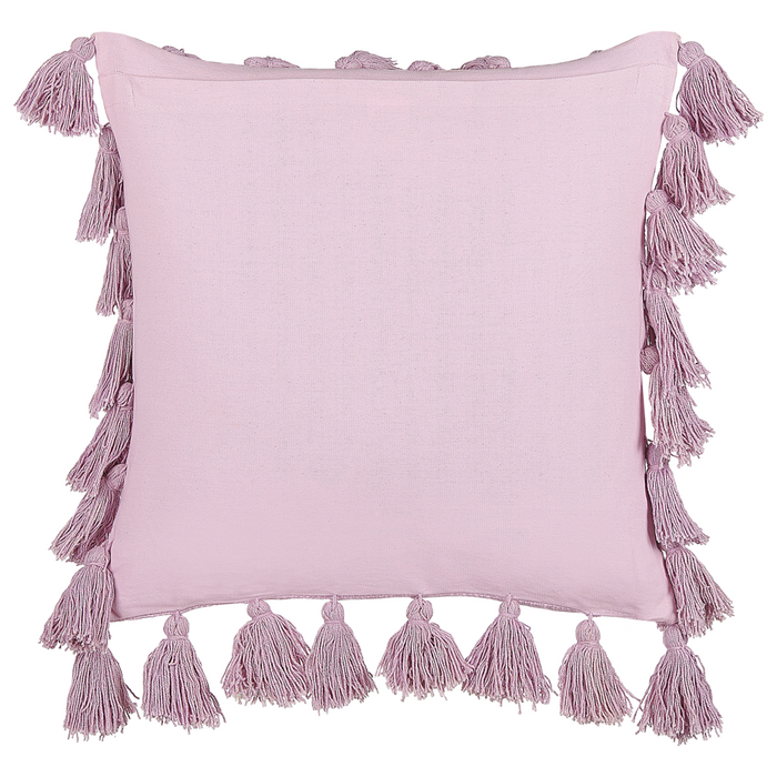 Set di 2 cuscini decorativi cotone rosa 45 x 45 cm con nappe accessori moderni per l'arredamento boho