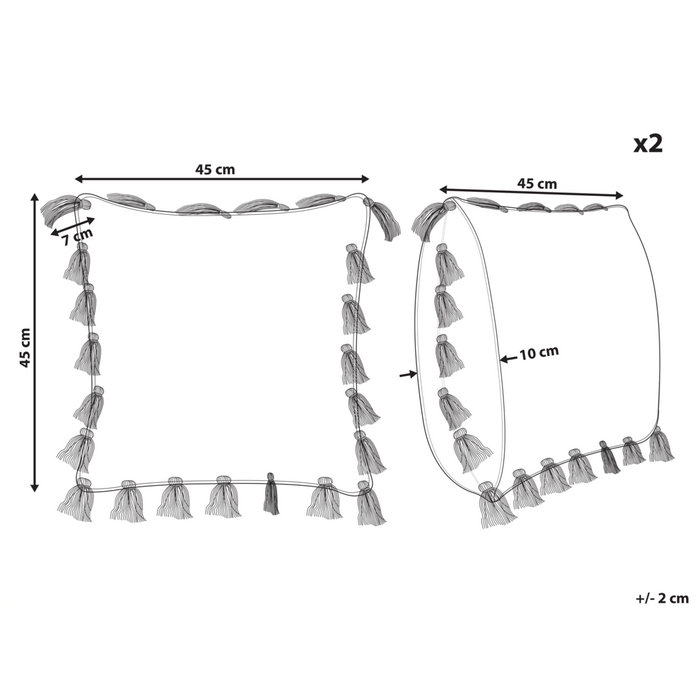 Set di 2 cuscini decorativi cotone rosa 45 x 45 cm con nappe accessori moderni per l'arredamento boho