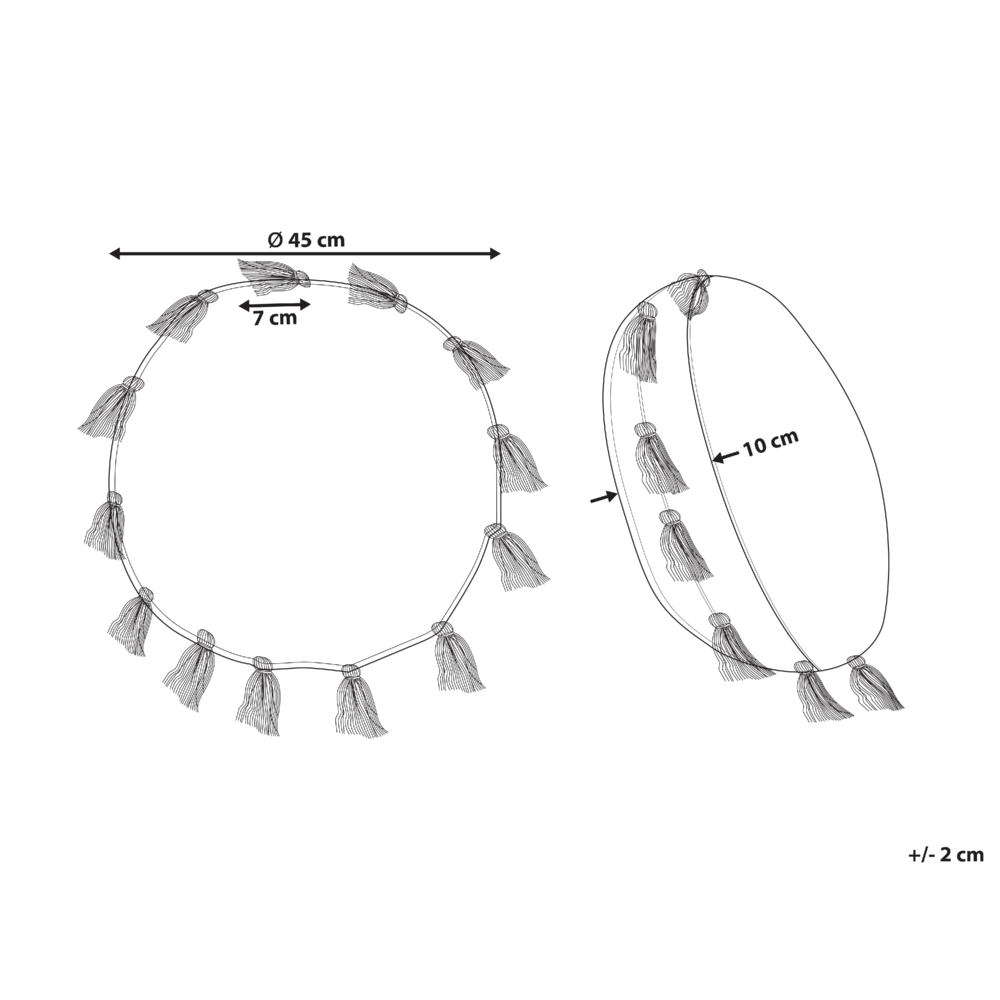 Cuscino decorativo cotone beige 45 cm rotondo con nappe moderni boho decor accessori