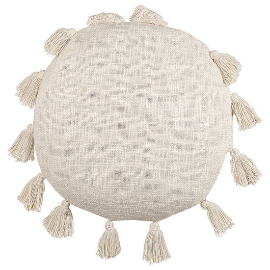Set di 2 cuscini decorativi cotone beige 45 cm rotondi con nappe accessori decorativi moderni boho