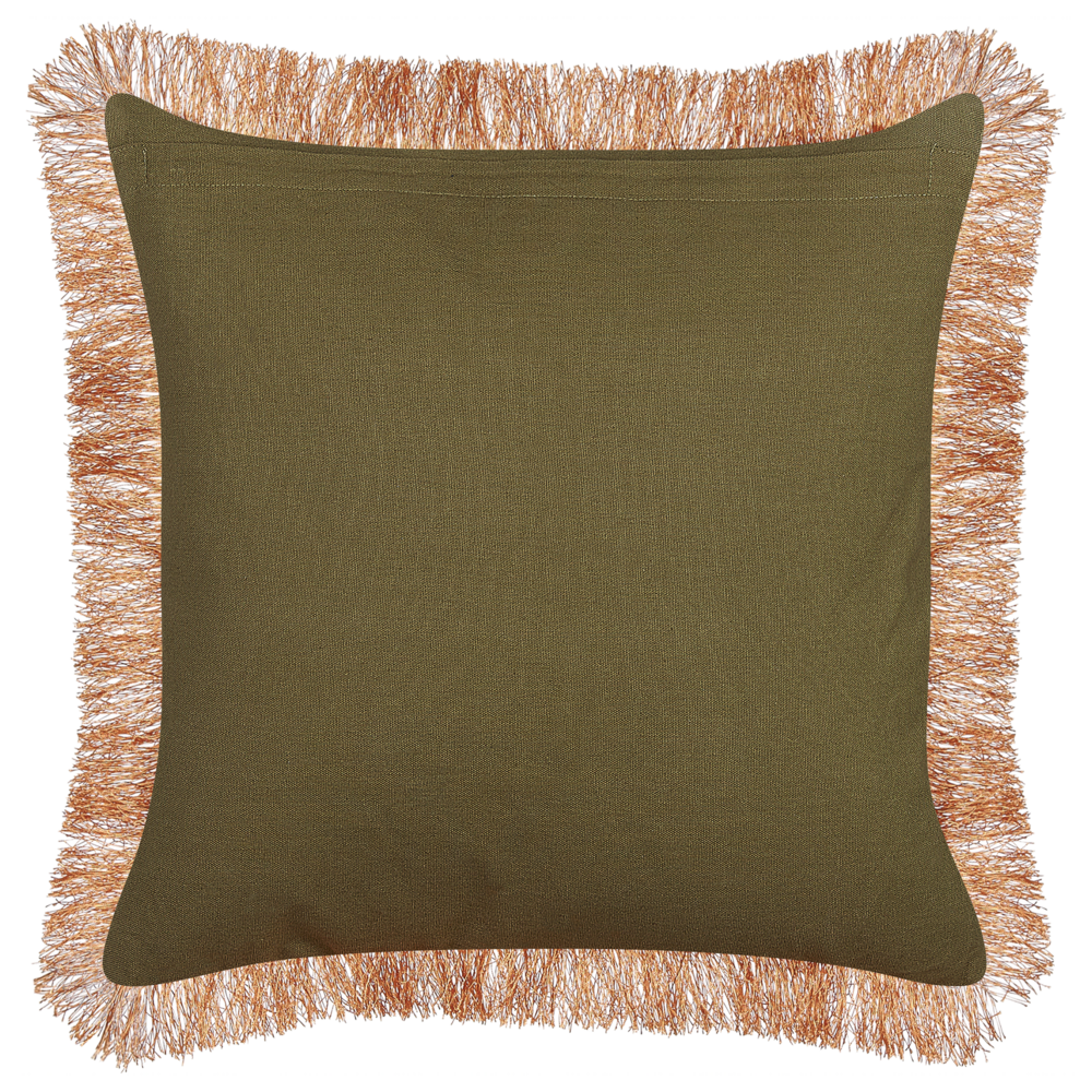 Cuscino decorativo blu arancio cotone 45 x 45 cm cotone motivo fiore frange moderno glamour decor