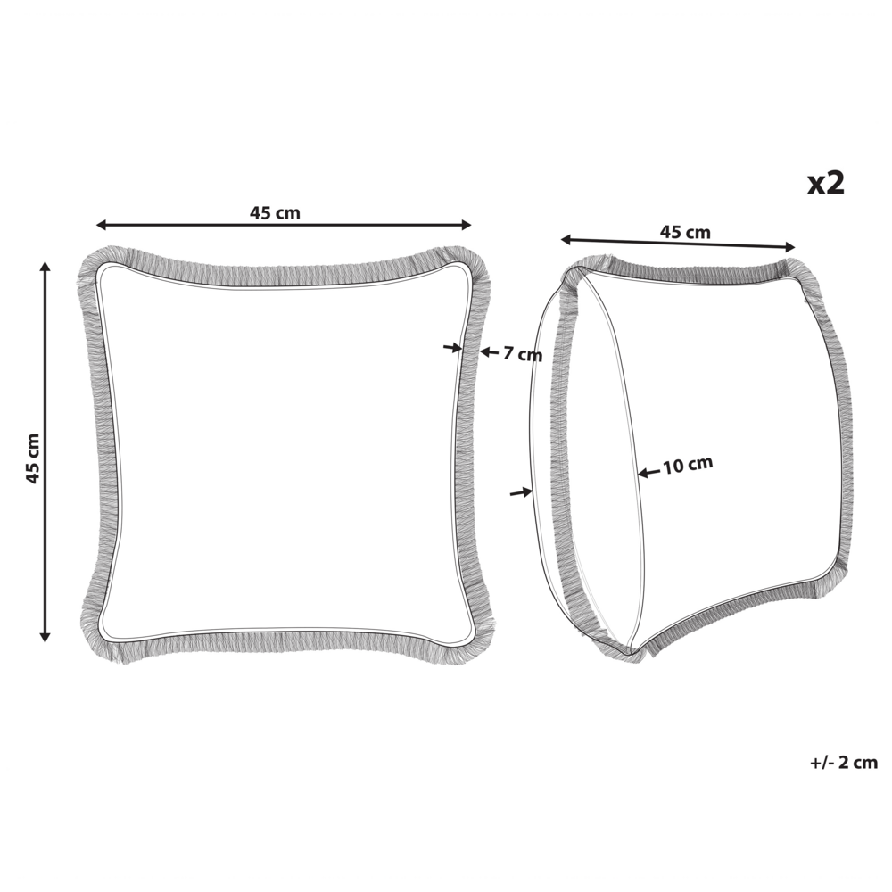 Set di 2 cuscini decorativi blu arancio cotone 45 x 45 cm cotone motivo fiore frange moderno glamour decor