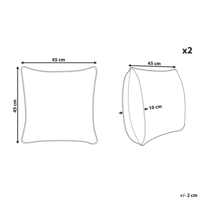 Set di 2 cuscini motivo geometrico 45 x 45 cm nappe decorative rivestimento sfoderabile accessori decorativi
