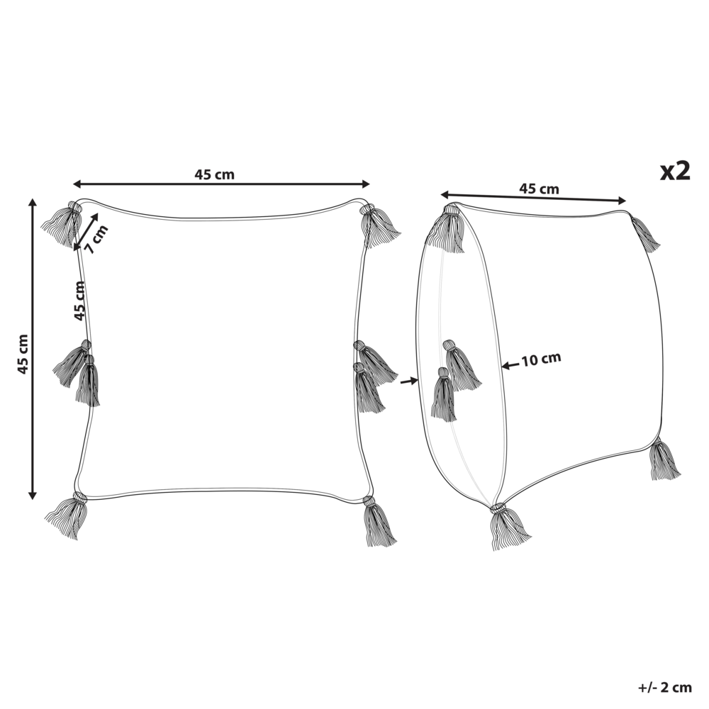 Set di 2 cuscini decorativi cotone beige chiaro 45 x 45 cm motivo geometrico nappe rivestimento sfoderabile con imbottitura boho