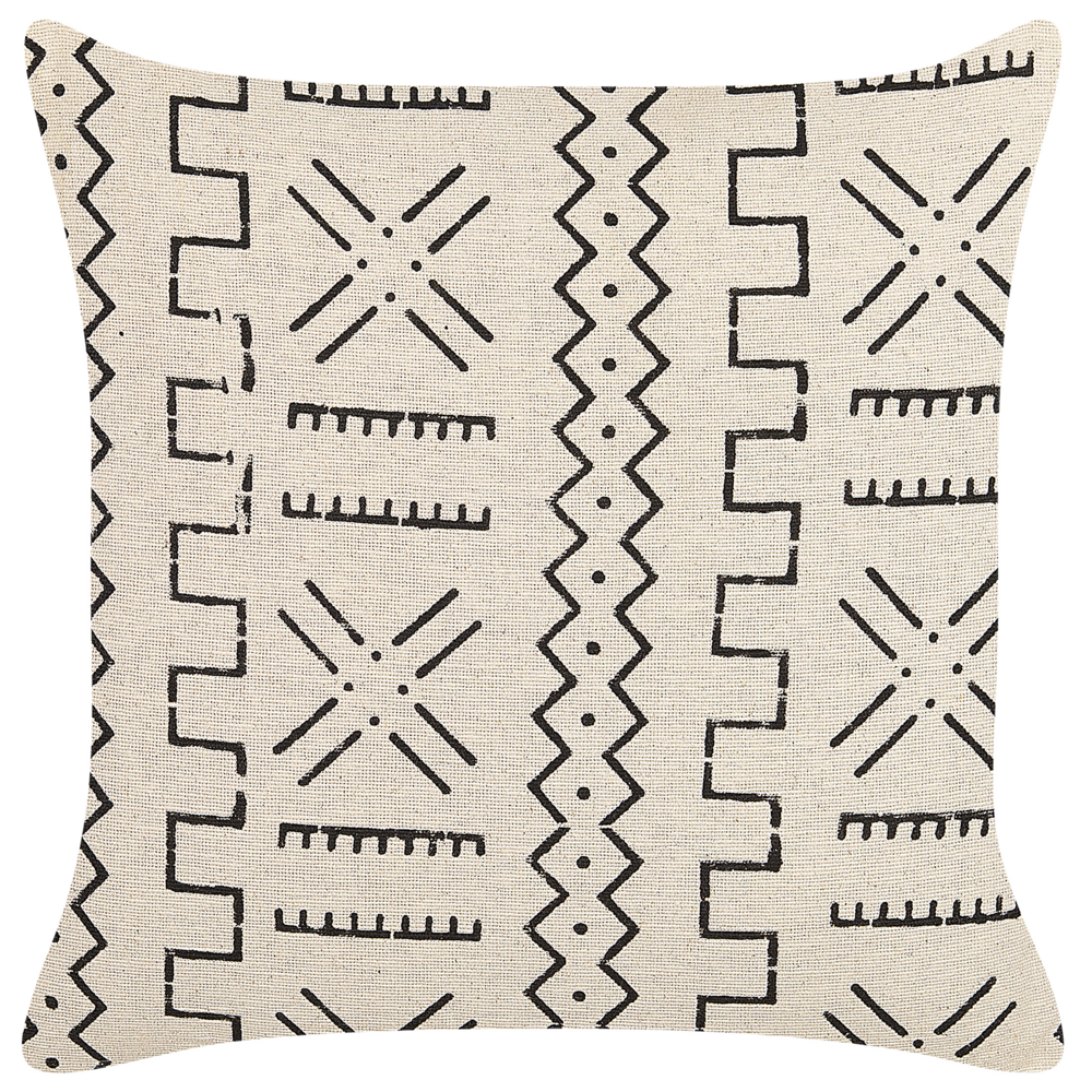 Cuscino decorativo cotone bianco e nero 45 x 45 cm motivo geometrico stampa laminata stile boho accessori