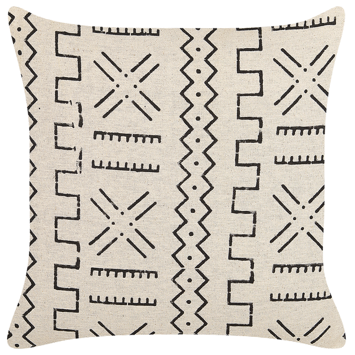 Cuscino decorativo cotone bianco e nero 45 x 45 cm motivo geometrico stampa laminata stile boho accessori