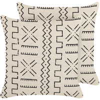 Set di 2 cuscini decorativi cotone bianco e nero 45 x 45 cm motivo geometrico stampa laminata stile boho accessori