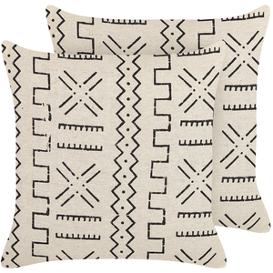Set di 2 cuscini decorativi cotone bianco e nero 45 x 45 cm motivo geometrico stampa laminata stile boho accessori