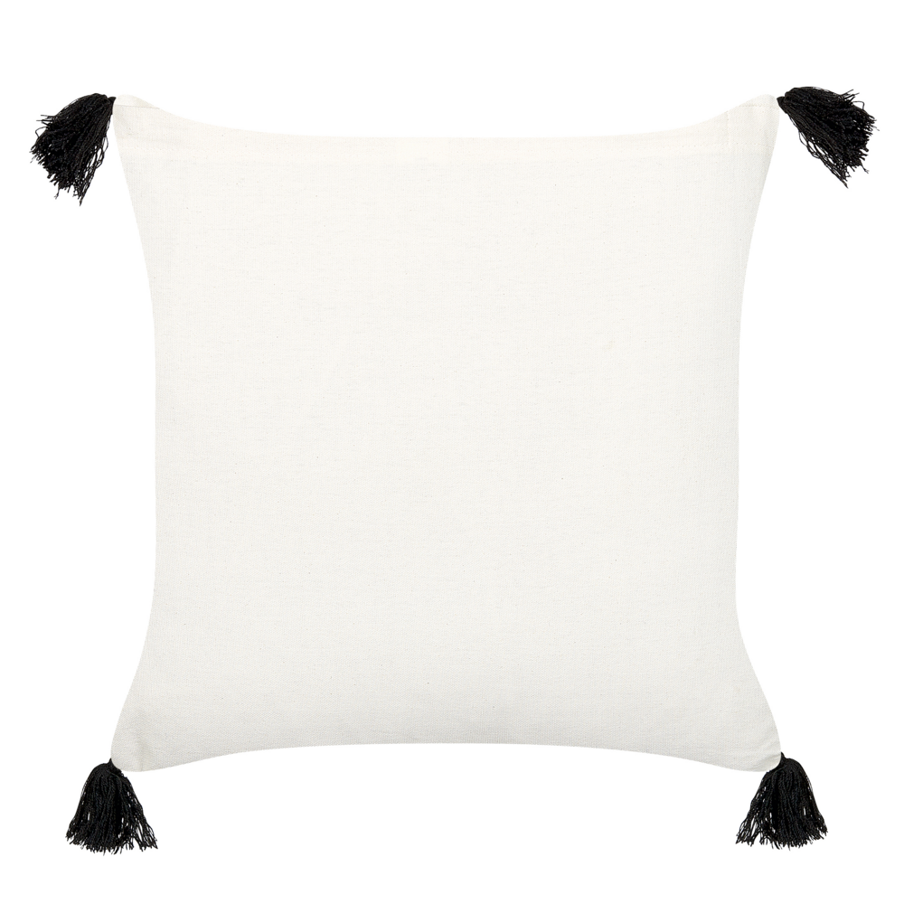 Cuscino decorativo cotone bianco e nero 45 x 45 cm motivo geometrico stampa laminata stile boho accessori