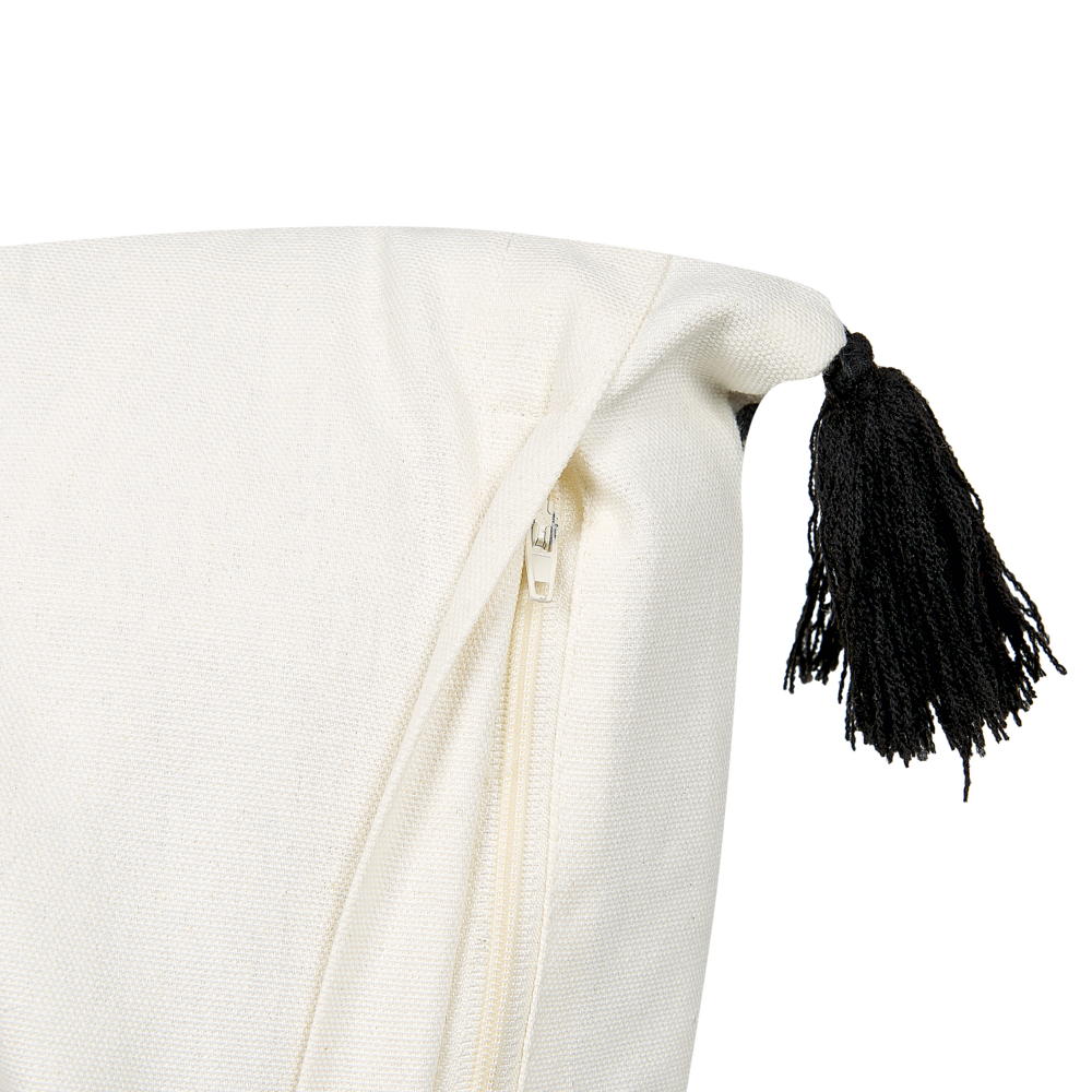 Cuscino decorativo cotone bianco e nero 45 x 45 cm motivo geometrico stampa laminata stile boho accessori