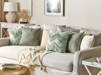 Set di 2 cuscini decorativi cotone motivo foglia 45 x 45 cm sfoderabile cerniera accessori decorativi