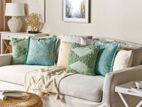 Cuscino decorativo cotone motivo floreale 45 x 45 cm fodera rimovibile cerniera accessori decorativi