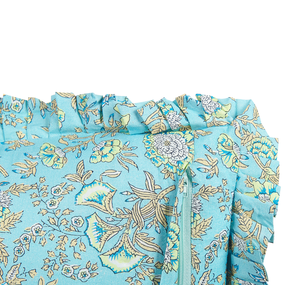 Cuscino decorativo cotone motivo floreale 45 x 45 cm fodera rimovibile cerniera accessori decorativi