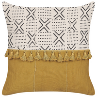 Set di 2 cuscini decorativi cotone bianco e giallo 45 x 45 cm motivo geometrico stampa blocchi stile boho accessori