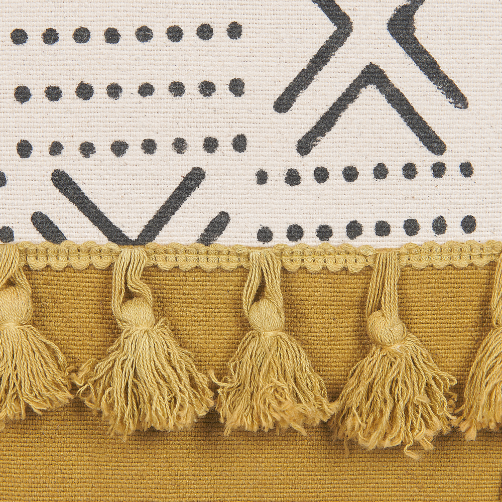 Set di 2 cuscini decorativi cotone bianco e giallo 45 x 45 cm motivo geometrico stampa blocchi stile boho accessori