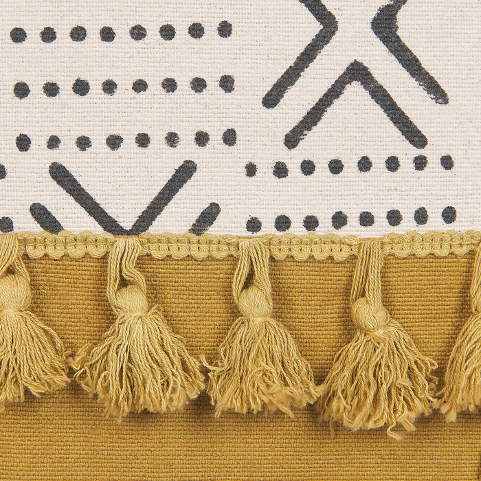 Set di 2 cuscini decorativi cotone bianco e giallo 45 x 45 cm motivo geometrico stampa blocchi stile boho accessori