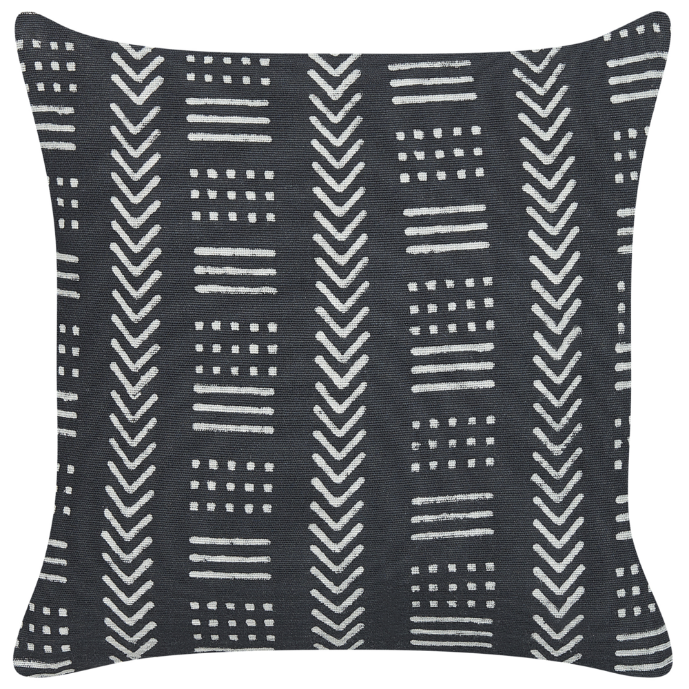 Cuscino decorativo cotone bianco e nero 45 x 45 cm motivo geometrico stampa blocchi stile boho accessori