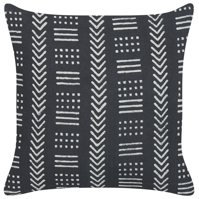 Set di 2 cuscini decorativi cotone bianco e nero 45 x 45 cm motivo geometrico stampa blocchi stile boho accessori