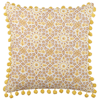 Cuscino decorativo giallo cotone 45 x 45 cm motivo geometrico stampa blocchi stile boho accessori