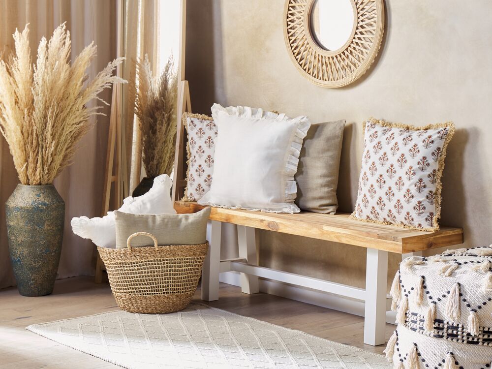 Cuscino decorativo cotone motivo floreale 45 x 45 cm nappe decorative rivestimento sfoderabile accessori decorativi