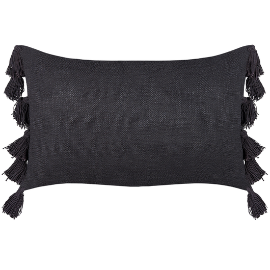 Set di 2 cuscini decorativi cotone grigio 35 x 55 cm tinta unita con nappe stile boho accessori