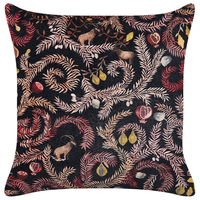 Cuscino decorativo nero rosa velluto 45 x 45 cm velluto motivo botanico decoro moderno glamour