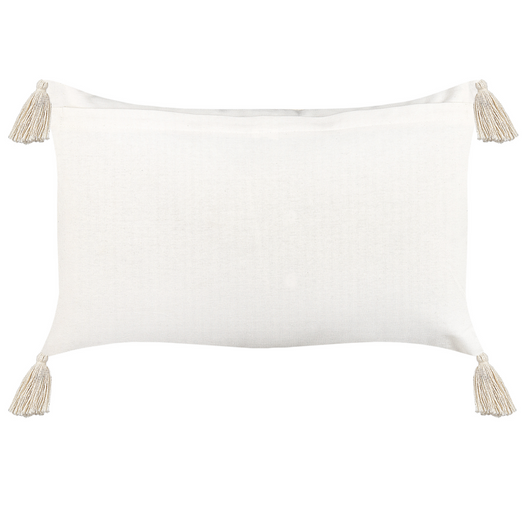 Cuscino decorativo cotone beige 35 x 55 cm tinta unita con nappe stile boho accessori
