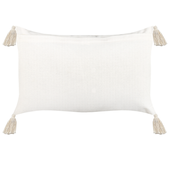 Cuscino decorativo cotone beige 35 x 55 cm tinta unita con nappe stile boho accessori