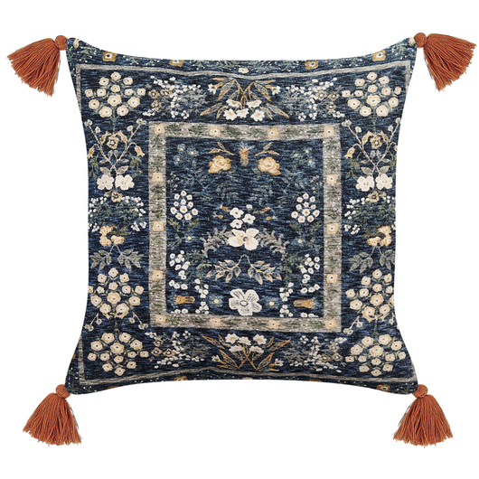 Set di 2 cuscini decorativi velluto multicolore 45 x 45 cm velluto motivo fiori frange moderno glamour decor