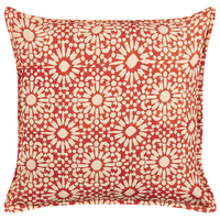 Cuscino decorativo rosso panna cotone motivo geometrico 45 x 45 cm folk design decor accessori