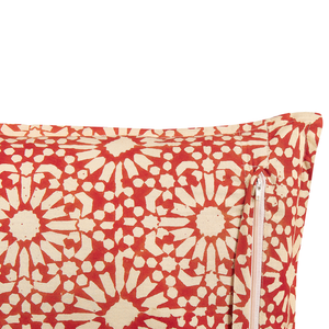 Cuscino decorativo rosso panna cotone motivo geometrico 45 x 45 cm folk design decor accessori