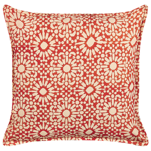Set di 2 cuscini decorativi rosso panna cotone motivo geometrico 45 x 45 cm complementi d'arredo design folk