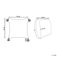 Cuscino decorativo bianco e blu cotone 45 x 45 cm motivo floreale nappe fatto a mano rivestimento sfoderabile con imbottitura boho style