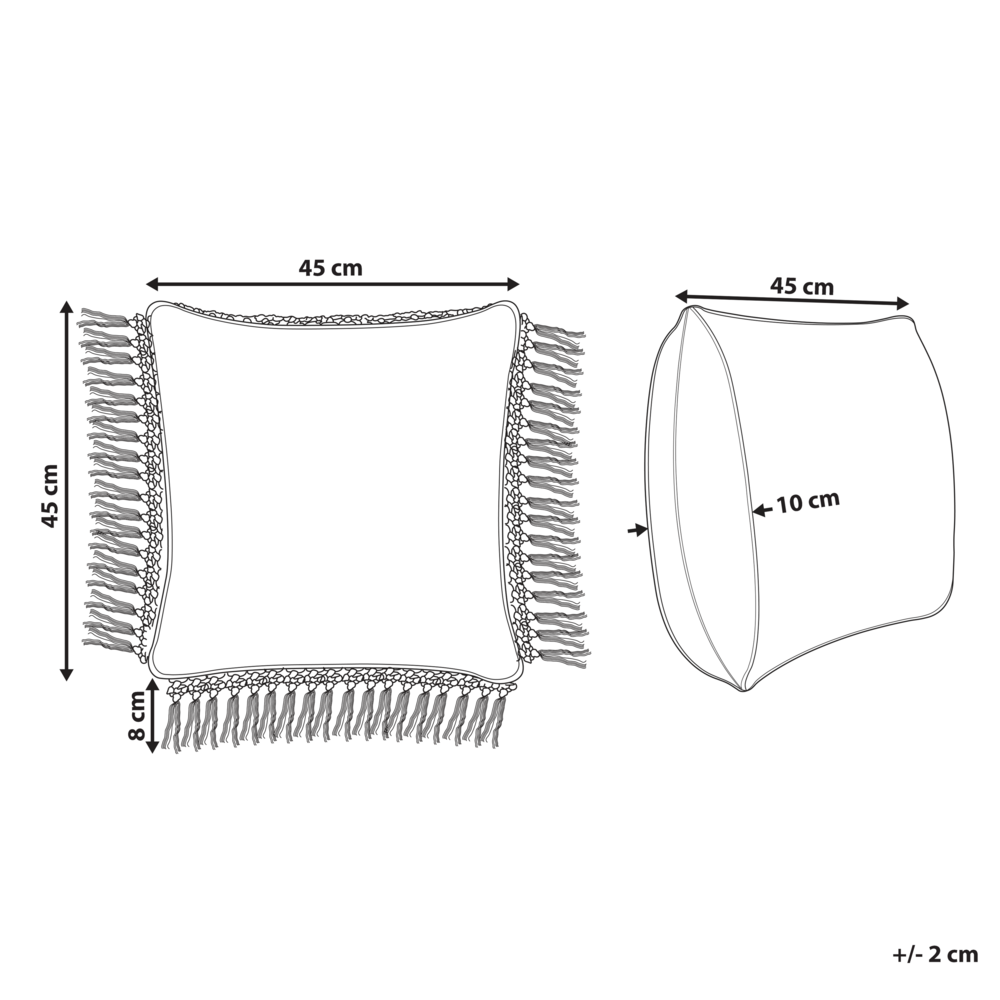 Cuscino decorativo cotone bianco e blu 45 x 45 cm motivo floreale con frange fatto a mano fodera rimovibile con imbottitura stile boho